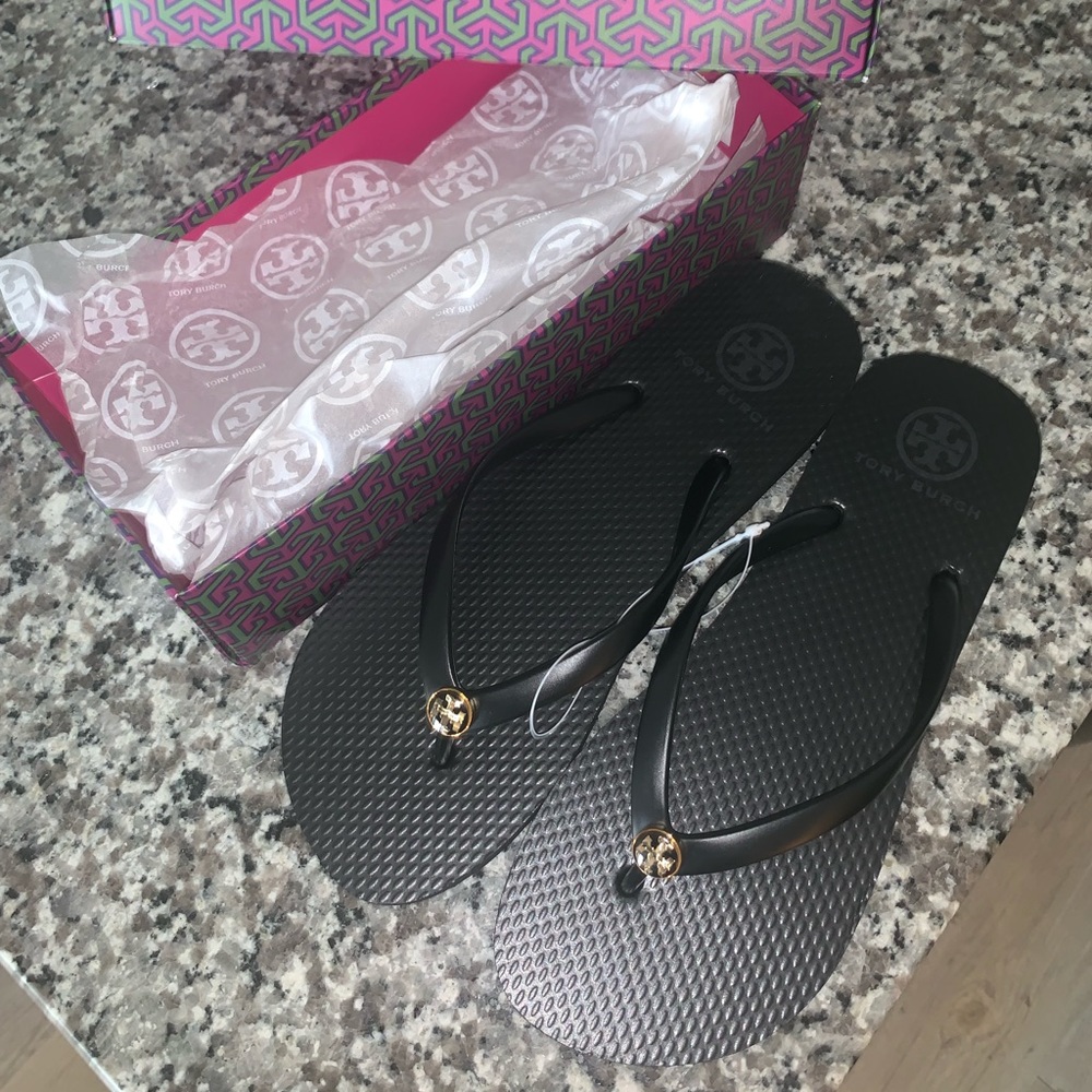 Black Tory Burch Flip Flops